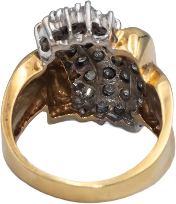 10k White and Yellow Gold Round Diamond Cluster Cocktail Ring 1.0CT Size 7