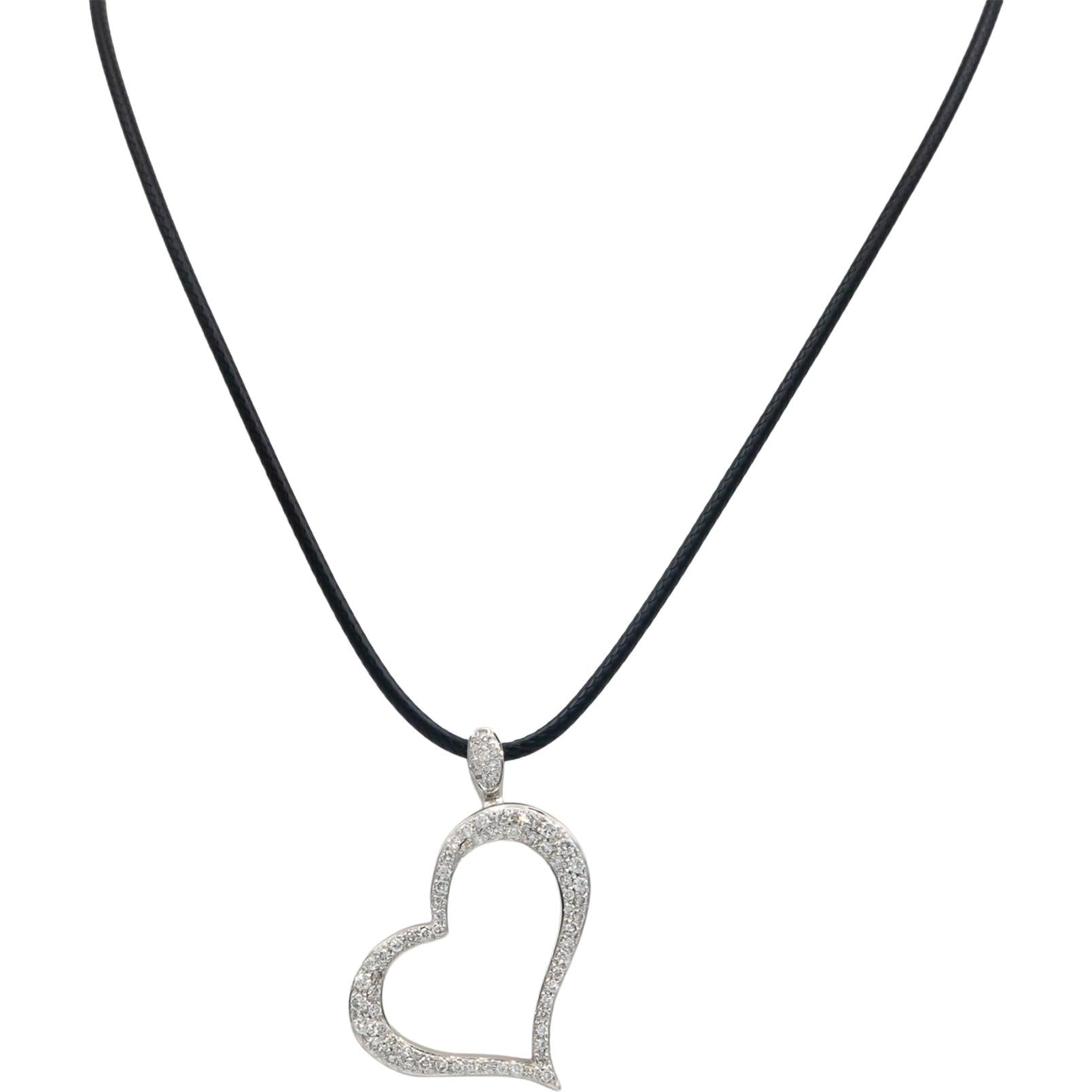 PIAGET Designer Jewelry 18k White Gold 1.0CT Diamond Heart Pendant