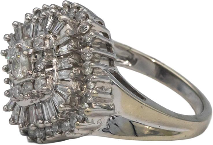 10k White Gold 1.35CT Diamond Cluster Cocktail Ring Size 7
