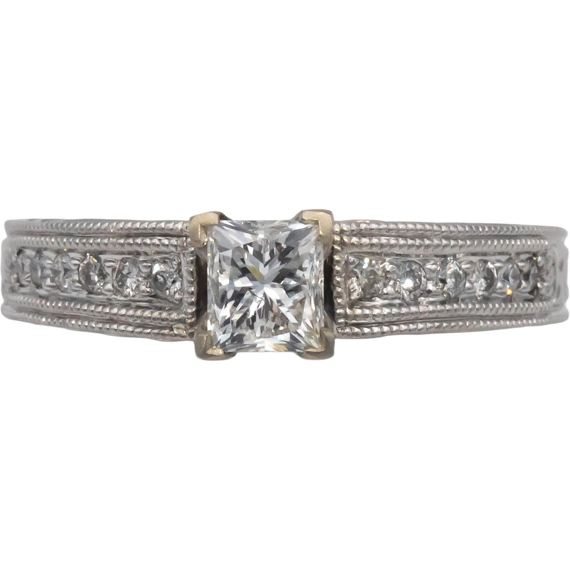 14k White Gold Diamond Engagement Ring 1.25CT w/ 1.0CT Center Size 9.25