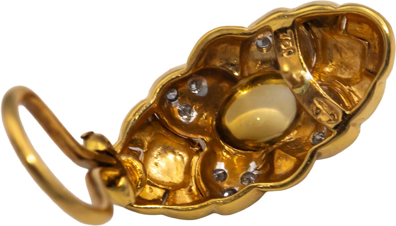 18k Yellow Gold 2.40CT VS Diamond and Citrine Floral Earrings