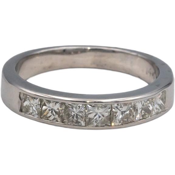 14k White Gold 1.0CT Princess Cut Diamond Wedding Band Ring Size 6.25