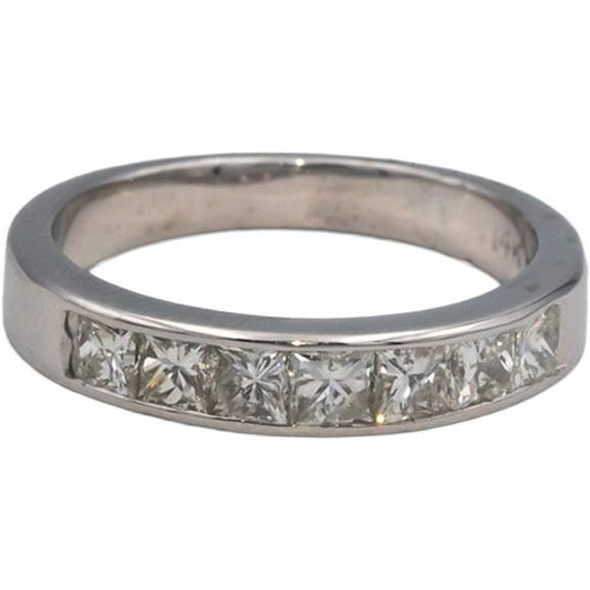 14k White Gold 1.0CT Princess Cut Diamond Wedding Band Ring Size 6.25