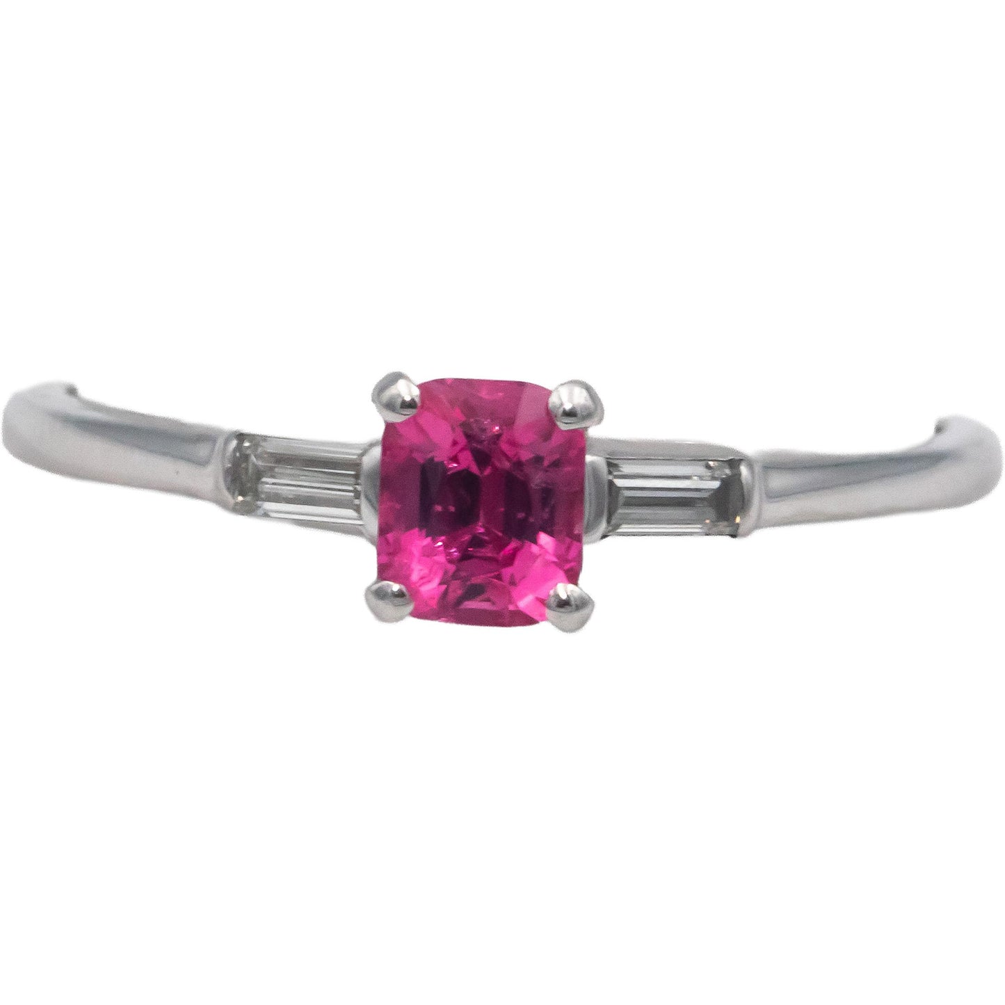 Platinum Jewelry 0.85CT Diamond and Pink Sapphire Ring Size 10.5