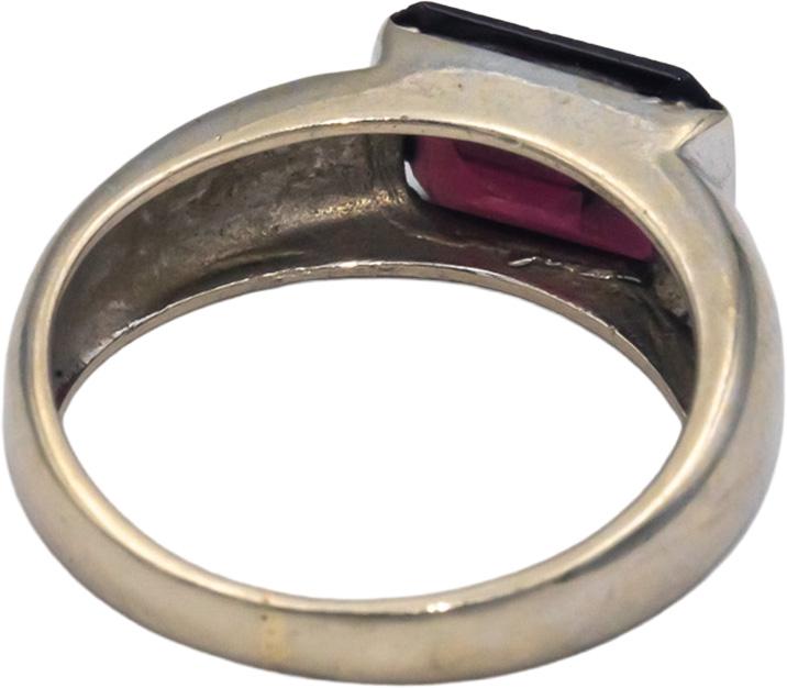 14k White Gold Jewelry Synthetic Red Gemstone Solitaire Ring Size 6