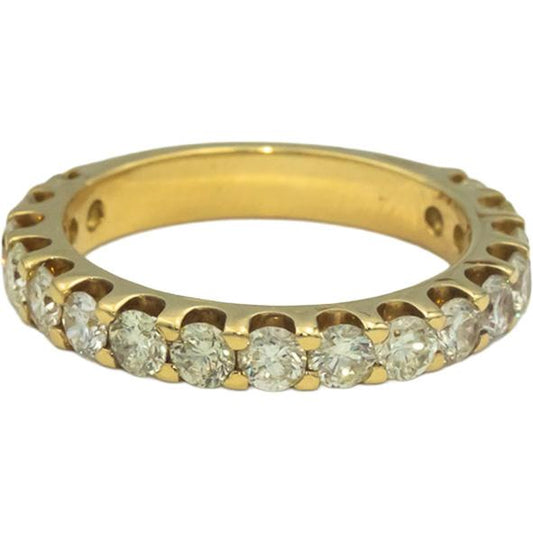 18k Yellow Gold 1.51CT Round Cut Diamond Half-Eternity Band Ring Size 6.5