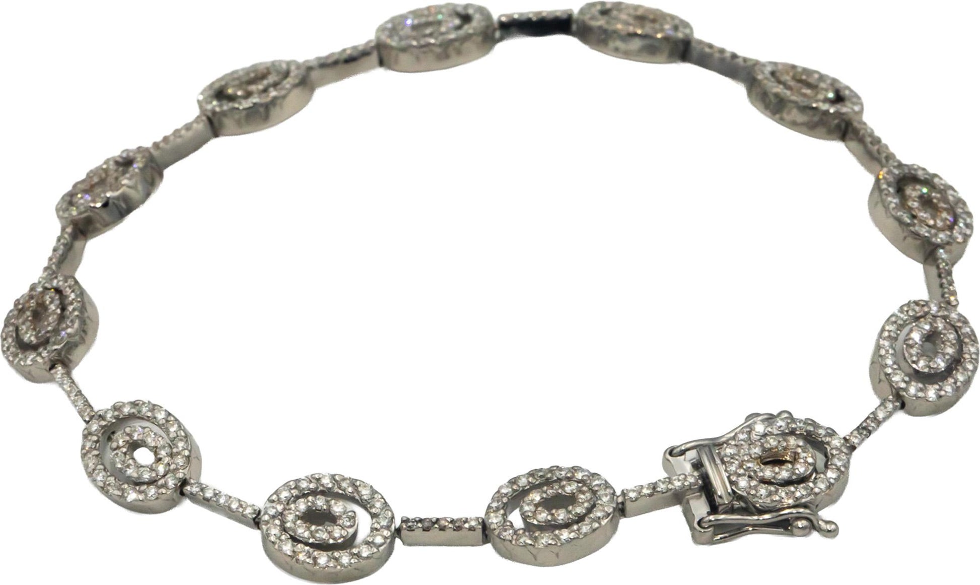 18k White Gold Jewelry Round Diamond Oval Link Bracelet 2.25CT