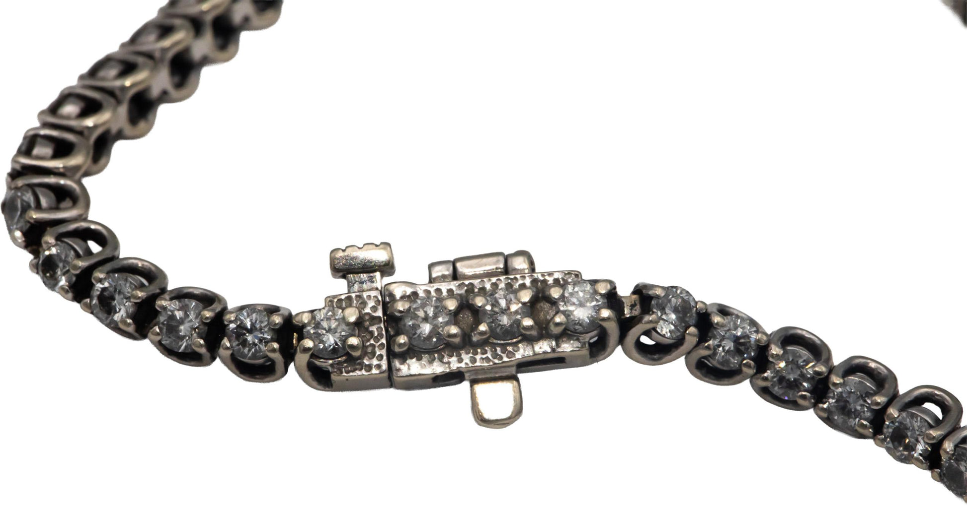 14k White Gold Round Diamond Trellis Setting Tennis Bracelet 2.0CTW