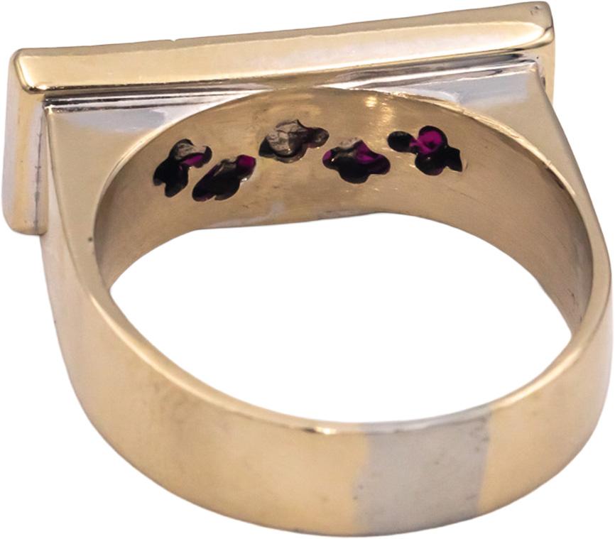 Retro 18k Yellow Gold 0.90CT Diamond and Ruby Ring Size 9.5