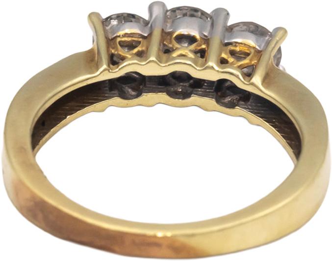 14k Yellow Gold Jewelry Round Diamond Three-Stone Ring 1.0CT Size 7