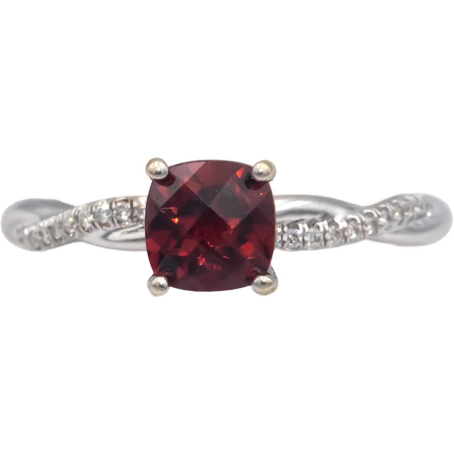 14k White Gold Jewelry Diamond and Garnet Cocktail Ring 1.33CT Size 6.5