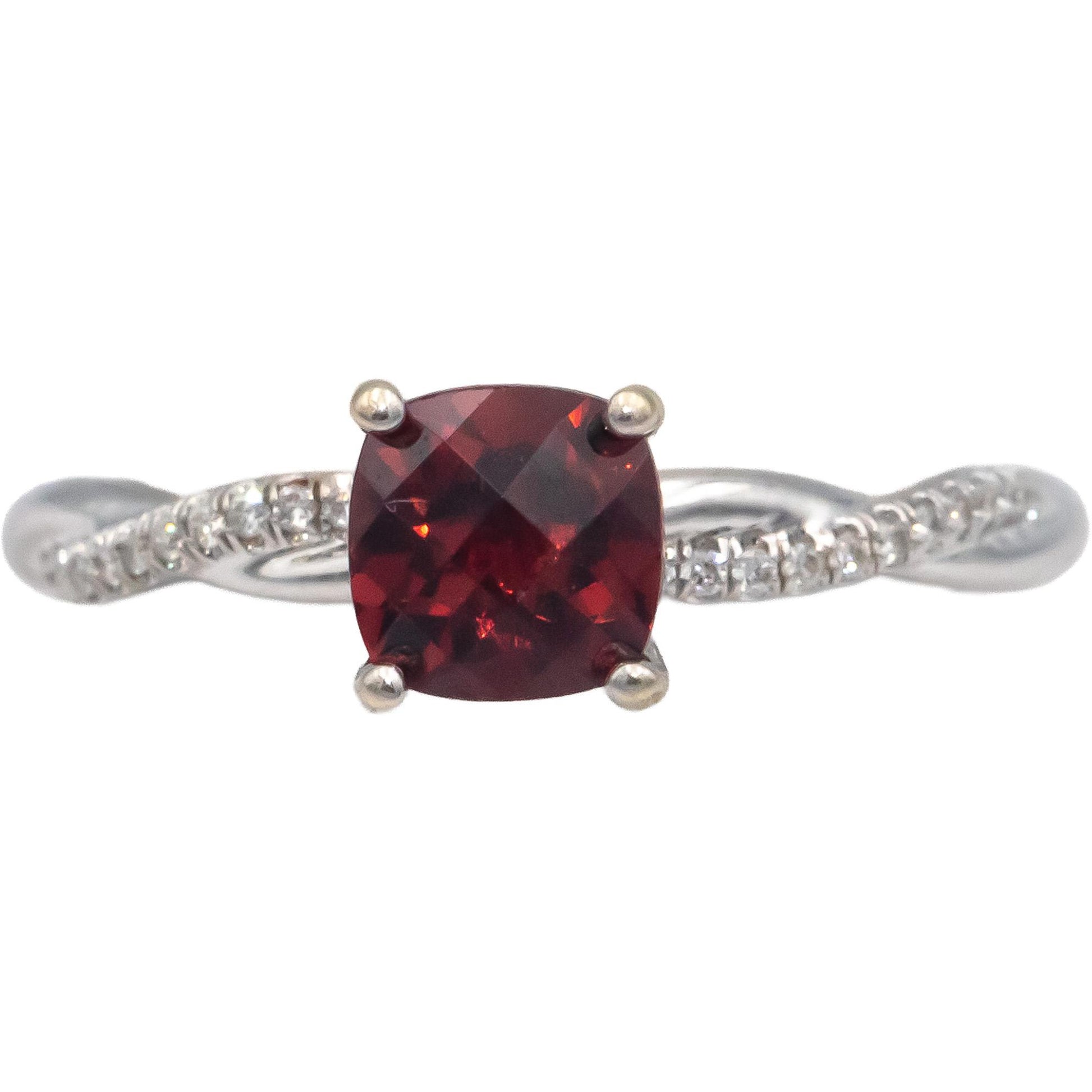 14k White Gold Jewelry Diamond and Garnet Cocktail Ring 1.33CT Size 6.5