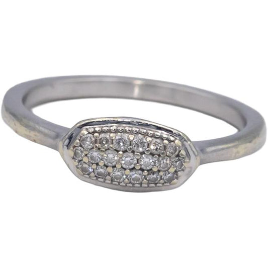 Designer 14k White Gold 0.15CT Round Cut Diamond Ring Size 8