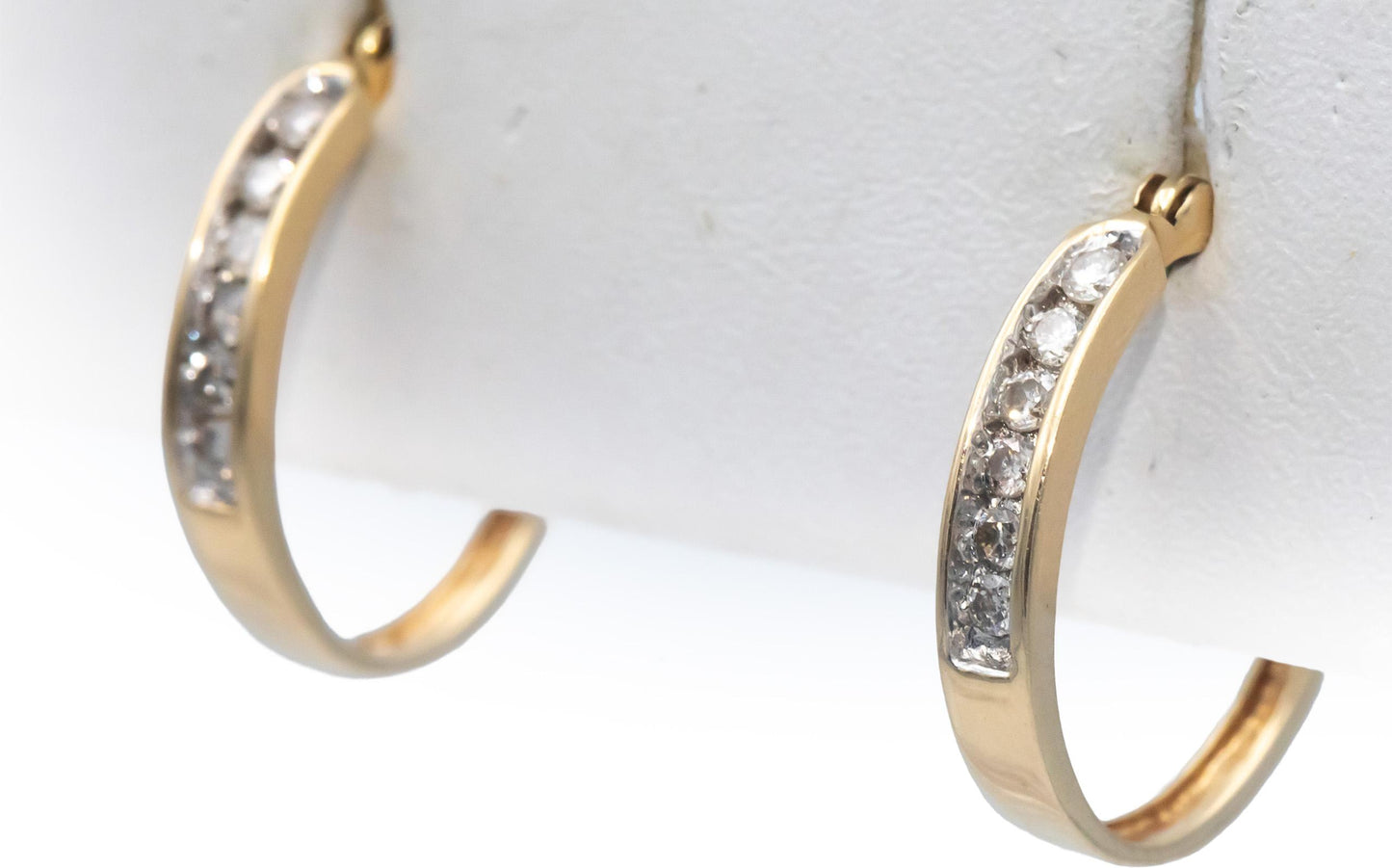 14k Yellow Gold Jewelry Round Channel Set Diamond Hoop Earrings 0.25CT
