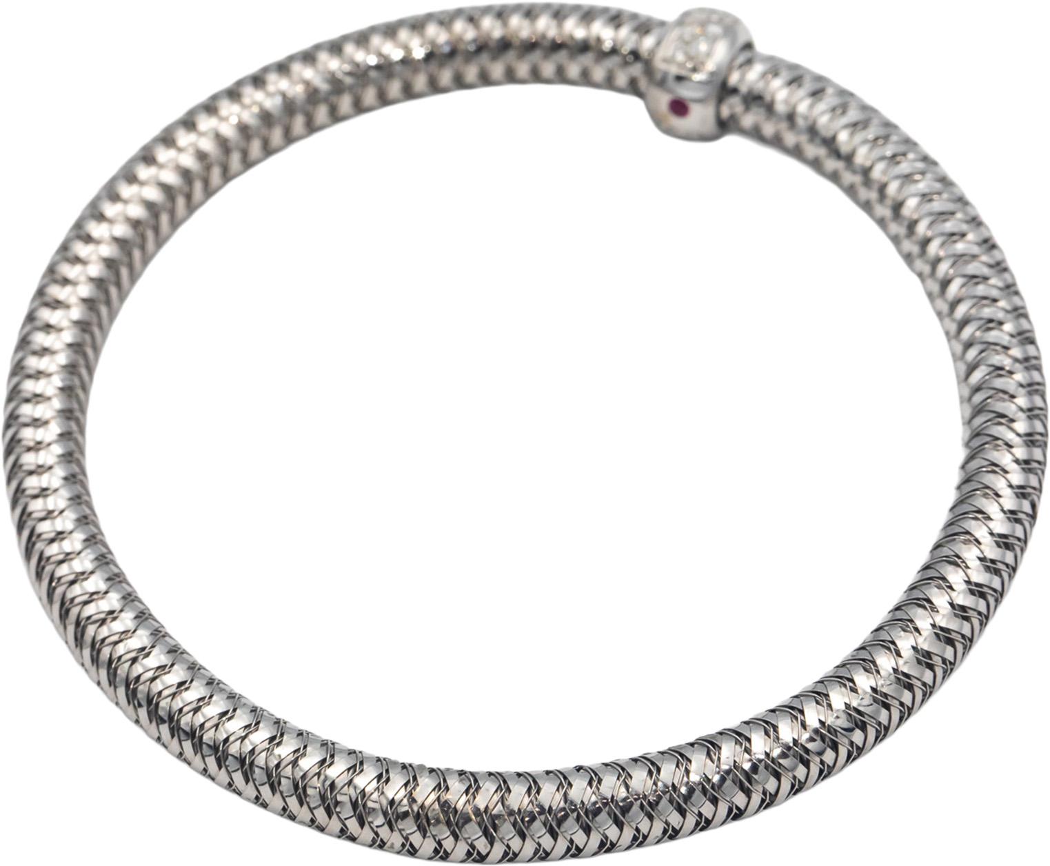 ROBERTO COIN 18k White Gold Primavera Flexible Bracelet w/ Diamond Station