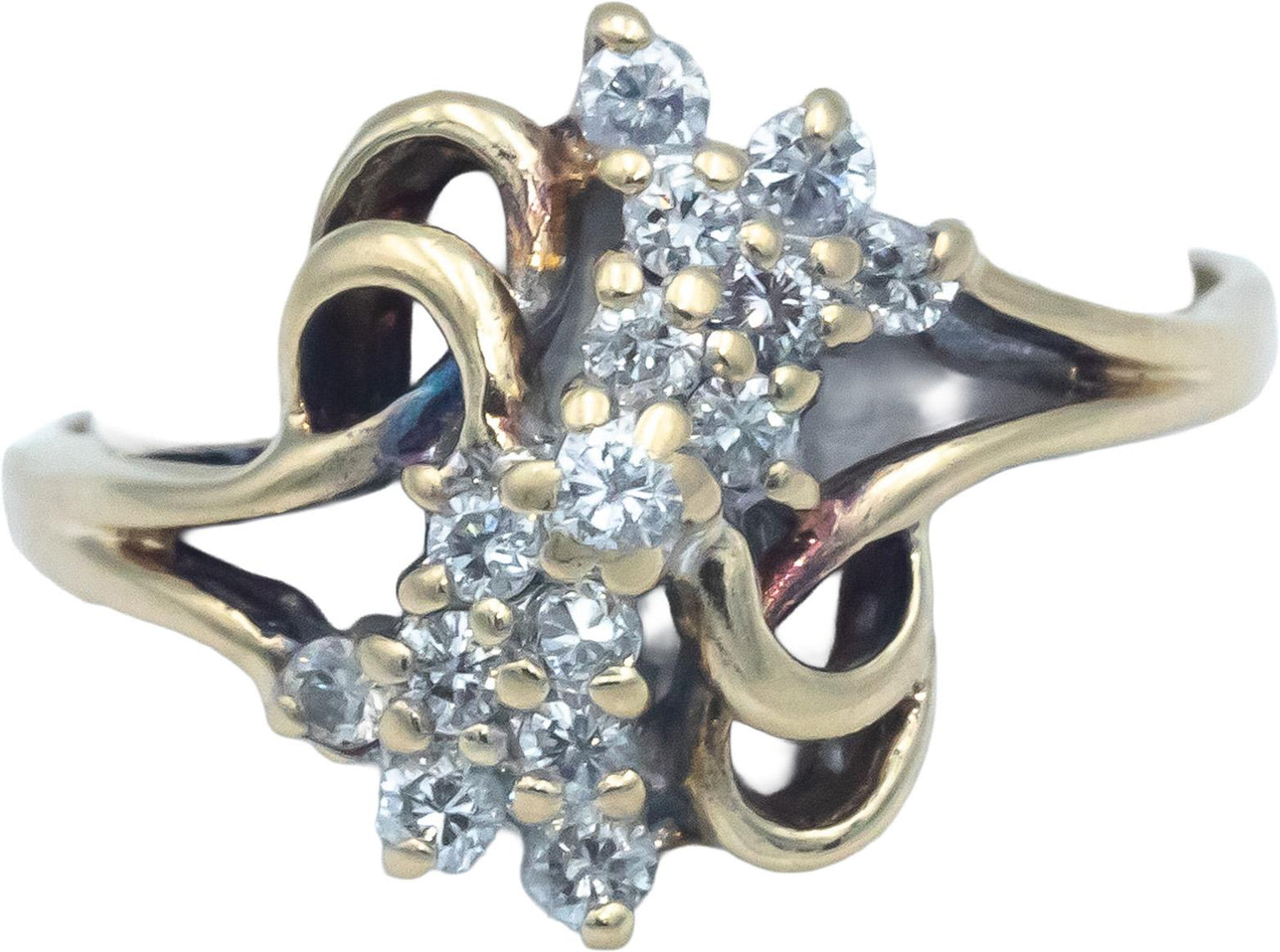 14k Yellow Gold Jewelry 0.45CT Round Cut Diamond Cluster Ring Size 8.5