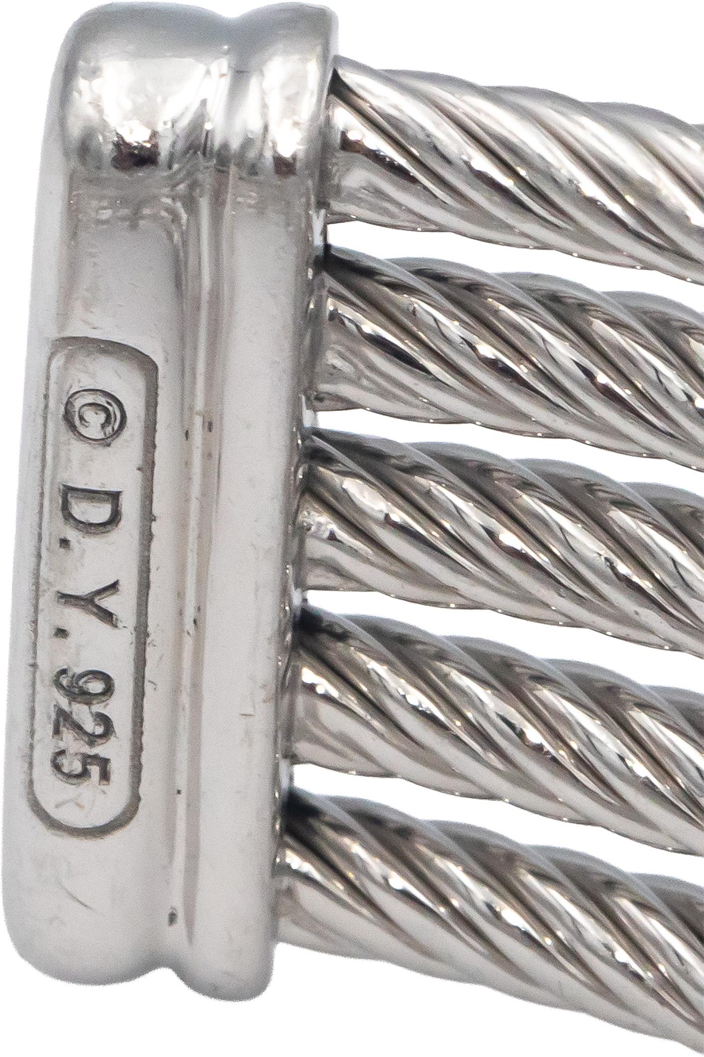 DAVID YURMAN Sterling Silver 0.62CT VS Diamond Confetti Wide Cuff Cable Bracelet