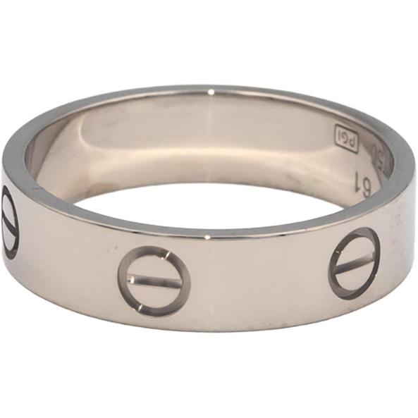 CARTIER 18k White Gold Love Screw Motif Band Ring 5.5mm Wide Size 9.5 Euro 61