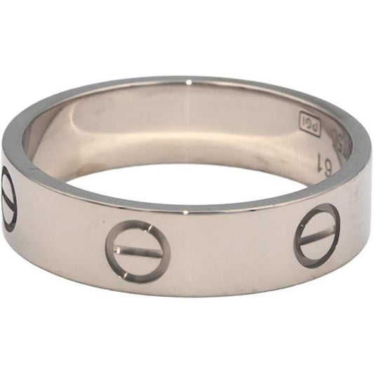 CARTIER 18k White Gold Love Screw Motif Band Ring 5.5mm Wide Size 9.5 Euro 61