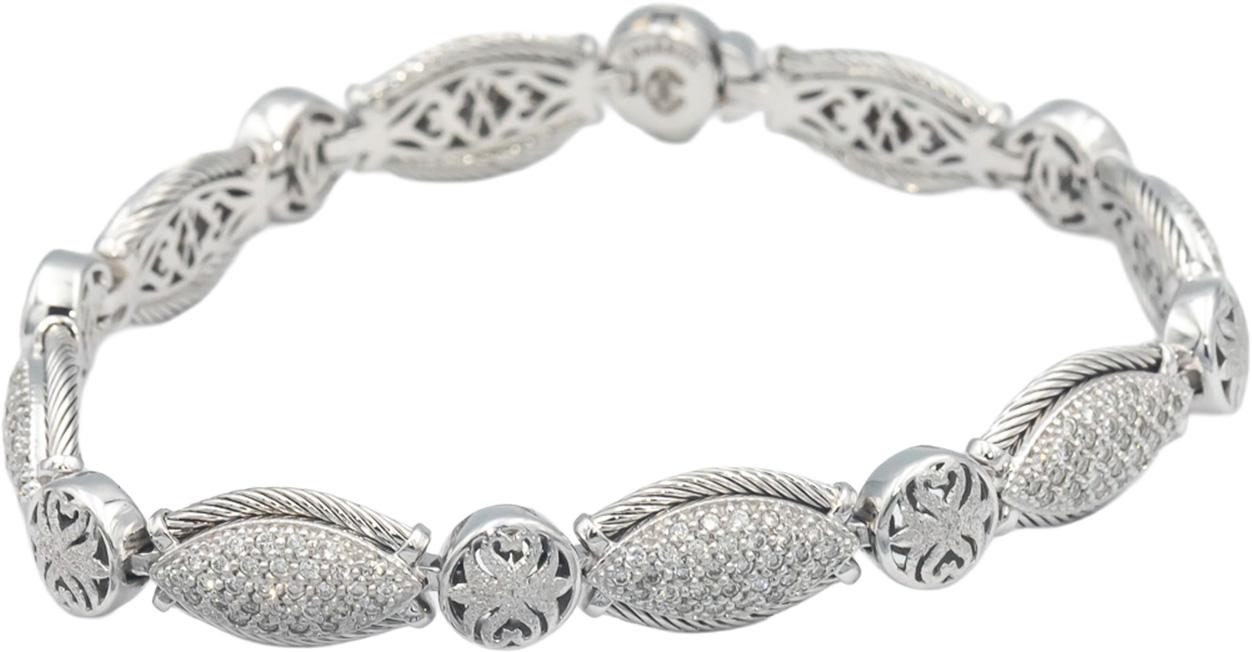 PHILIPPE CHARRIOL 18k White Gold VS Diamond Pave Fancy Link Bracelet 1.10CT