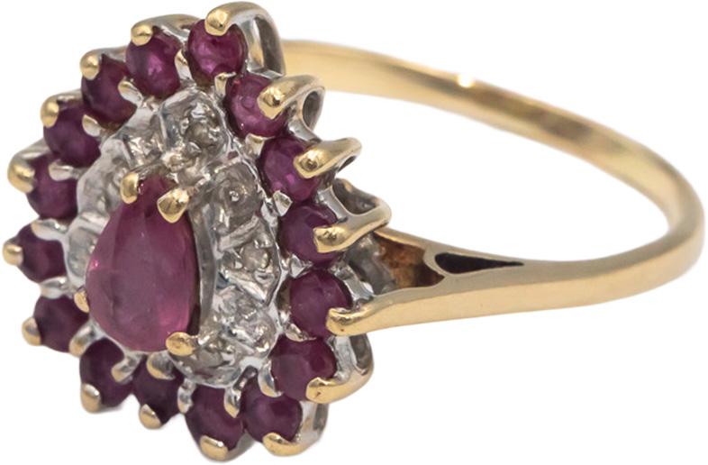 10k Yellow & White Gold 0.75CT Ruby and Diamond Cocktail Ring Size 7.5