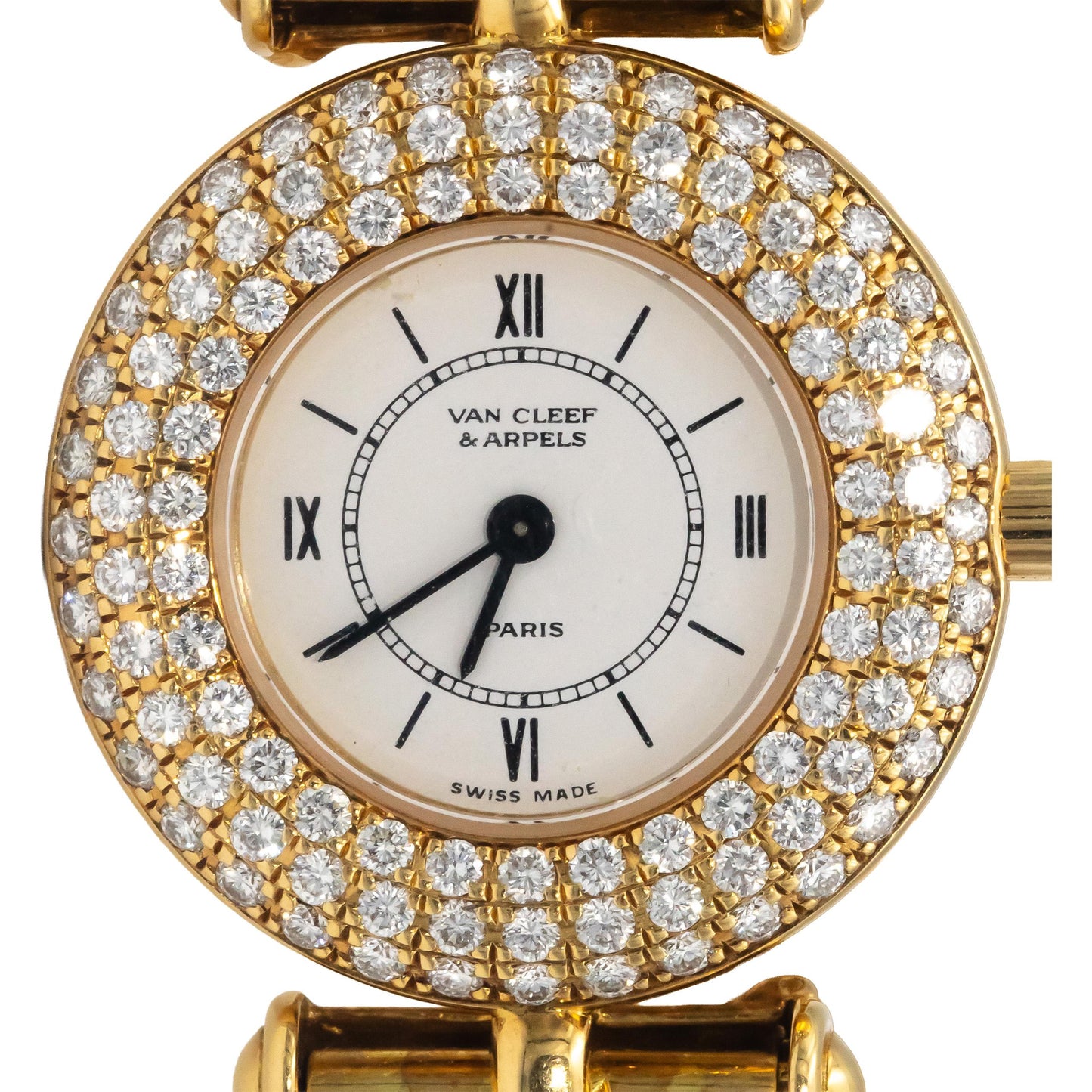 VAN CLEEF & ARPELS 18641-B3 18k Yellow Gold 1.50CT VS Diamond Bezel Quartz Watch