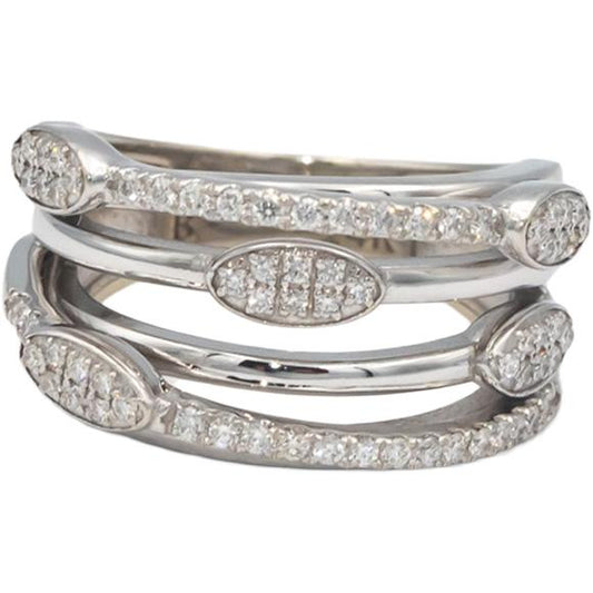 14k White Gold 0.50CT VS Round Cut Diamond Multi-Band Ring Size 5.75