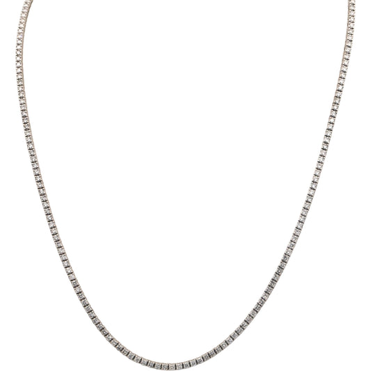 14k White Gold VS1-VS2 Lab Grown Round Cut Diamond Tennis Necklace 6.0CT