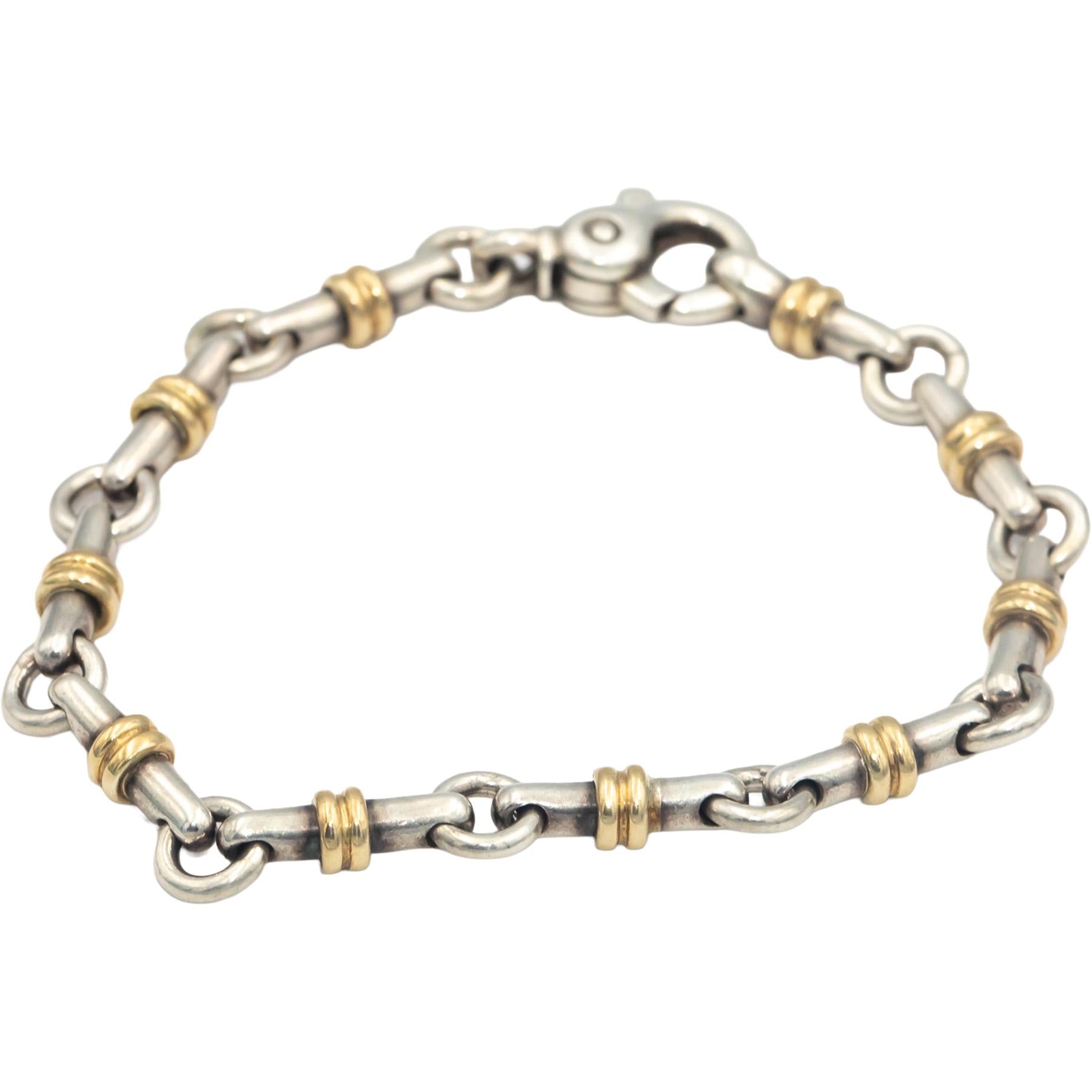 TIFFANY & CO. Sterling Silver 18k Gold Bridle Link Bracelet w/ Pouch