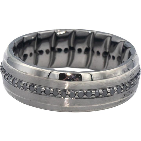 10k Black Gold Round Cut Black Diamond Men's Eternity Ring 0.50CT Size 10.75