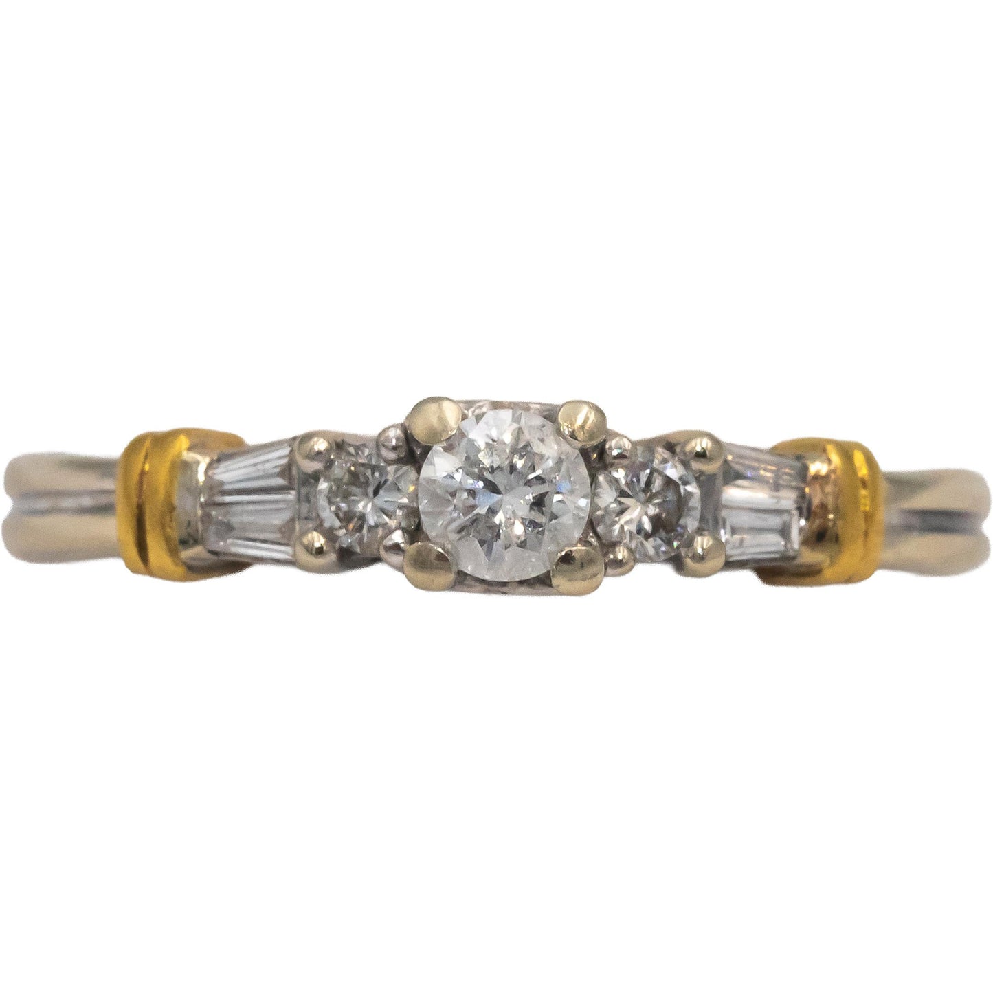 14k White & Yellow Gold Diamond Engagement Ring .50CT w/ .25CT Center Sz. 11