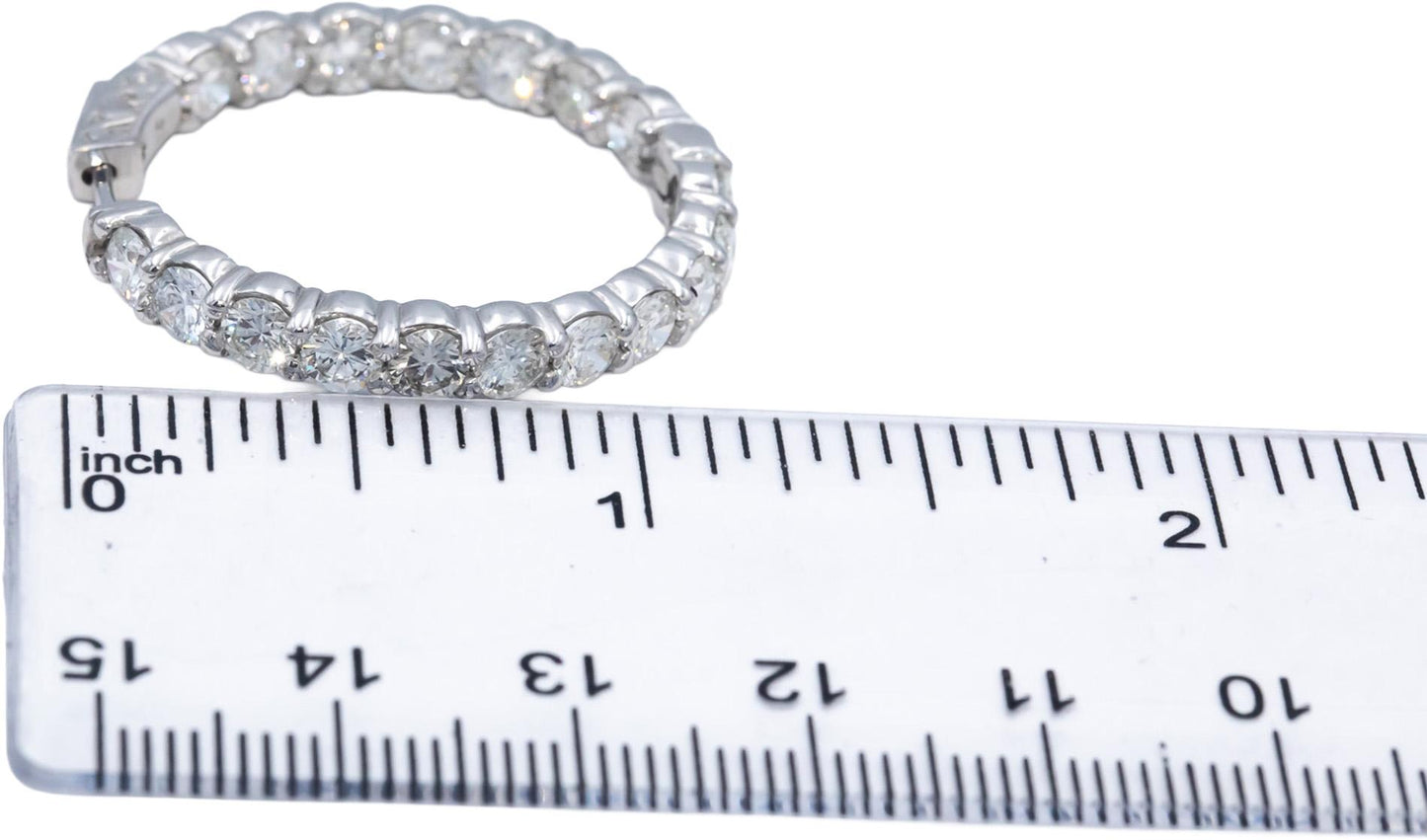 14k White Gold Lab Grown Round Diamond Inside Out Hoop Earrings 9.0CT