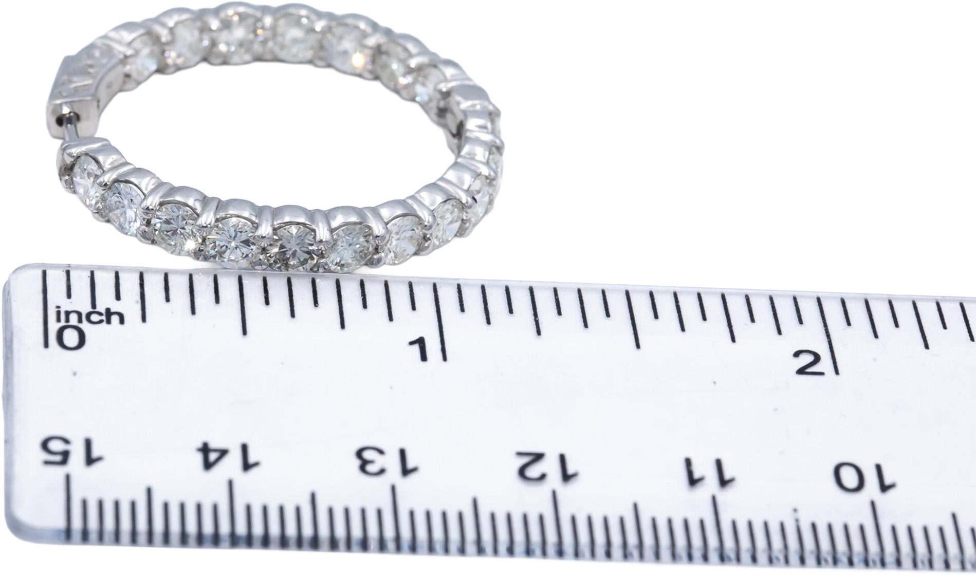 14k White Gold Lab Grown Round Diamond Inside Out Hoop Earrings 9.0CT