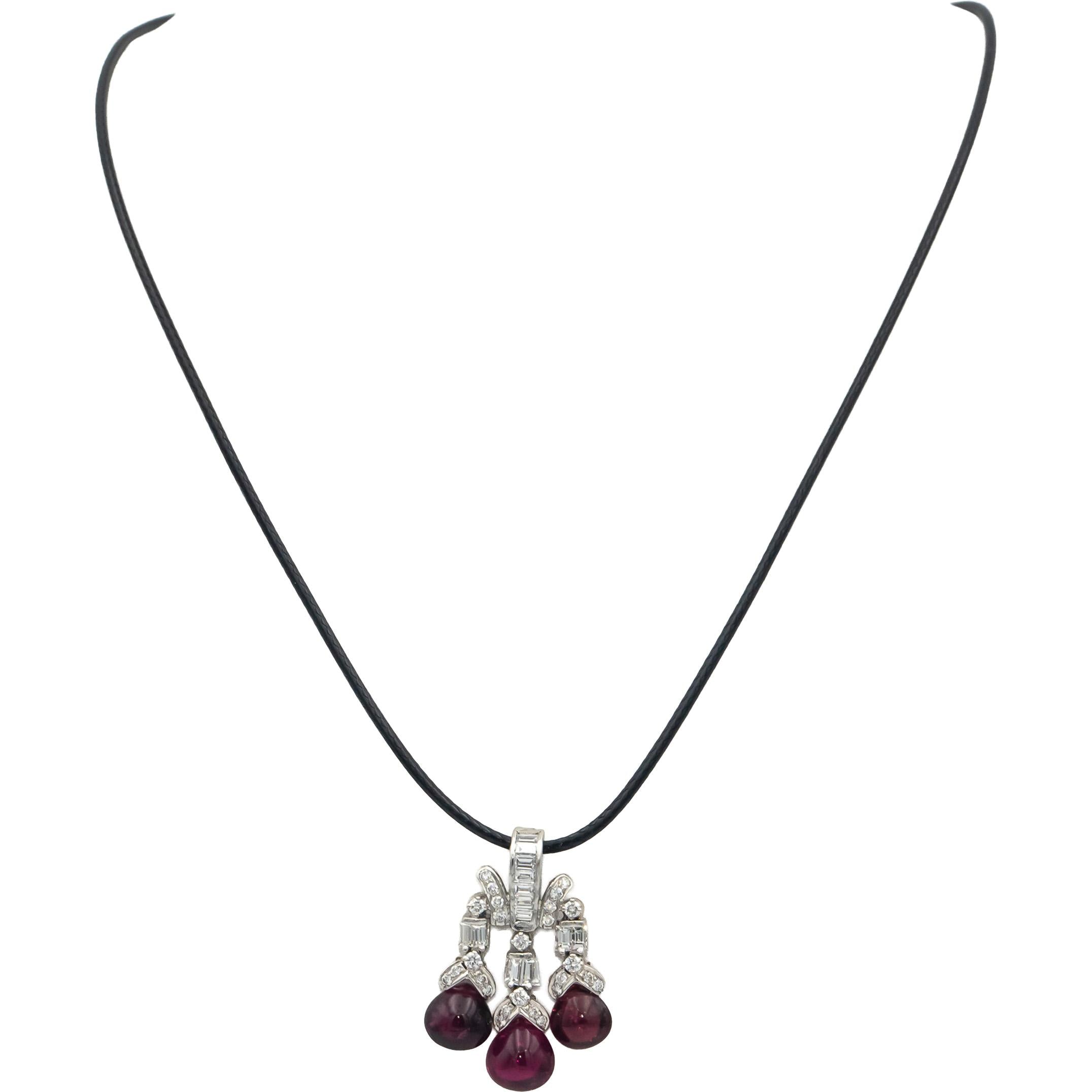 Vintage 18k White Gold VS Diamond & Tourmaline Pendant Necklace 2.73CT