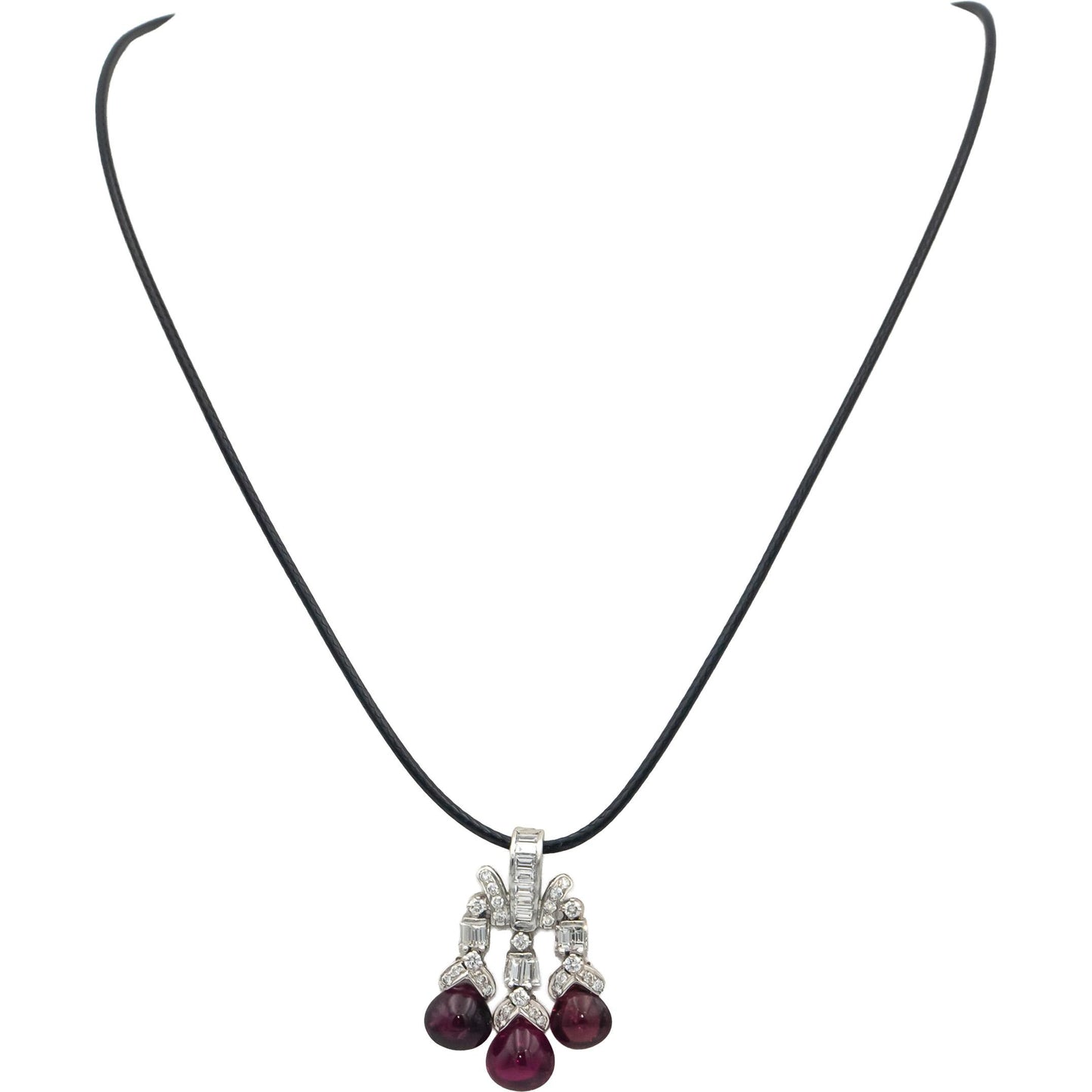 Vintage 18k White Gold VS Diamond & Tourmaline Pendant Necklace 2.73CT