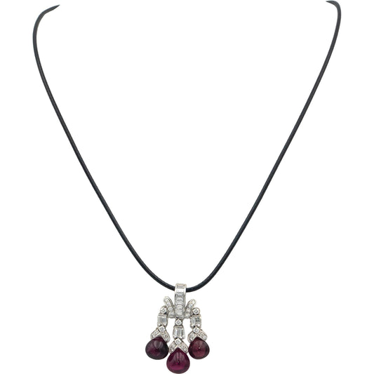 Vintage 18k White Gold VS Diamond & Tourmaline Pendant Necklace 2.73CT