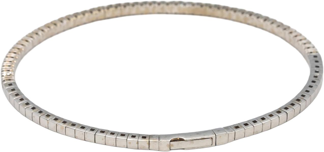 14k White Gold VS Round Diamond Semi-Flexible 1/2 Around Bangle Bracelet 1.0CT