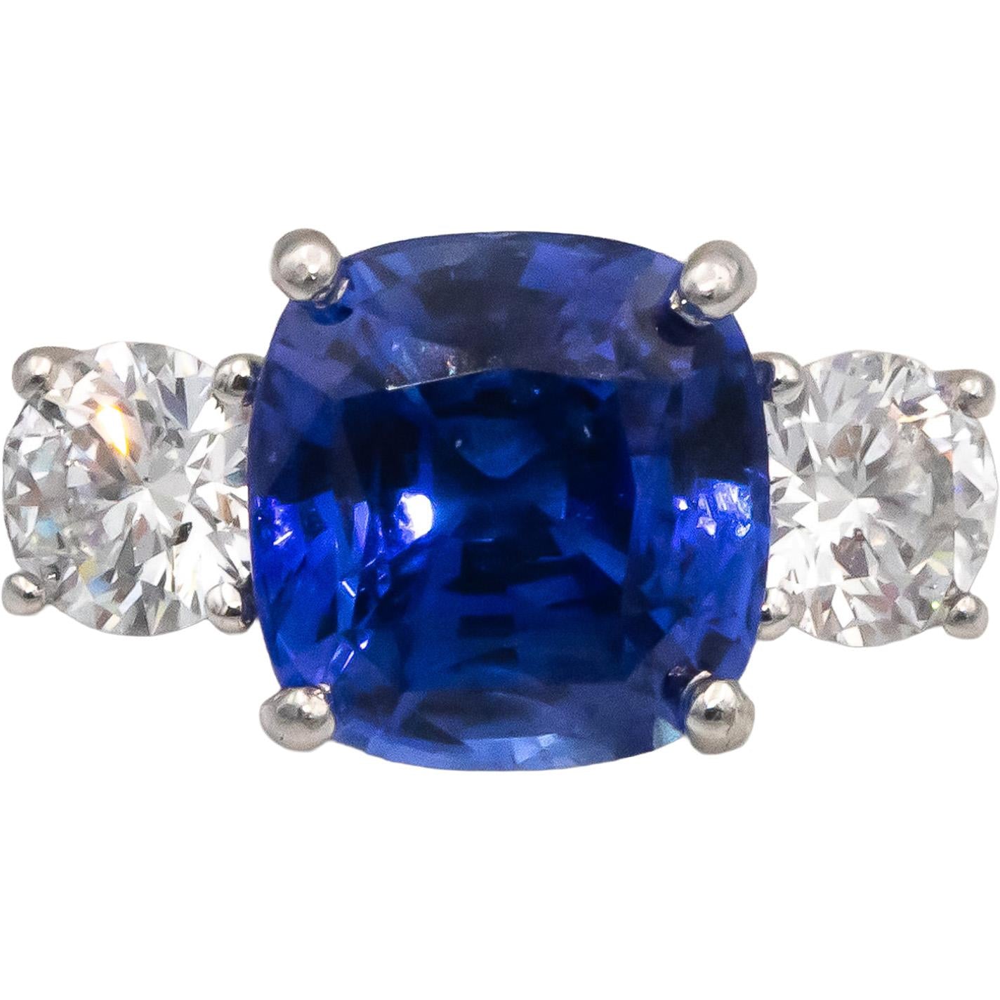 GIA Certified Platinum Royal Blue Sapphire & Diamond Ring 2.92CT Size 6.5
