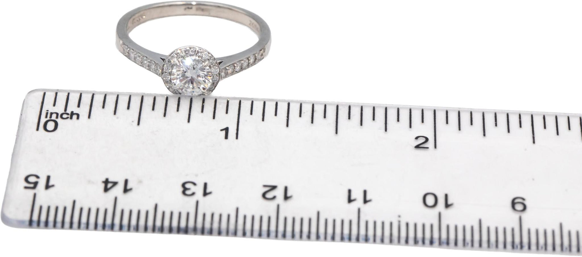 TIFFANY & CO. GIA Certified Platinum Soleste Diamond Ring 0.84CT w/ .56CT Center