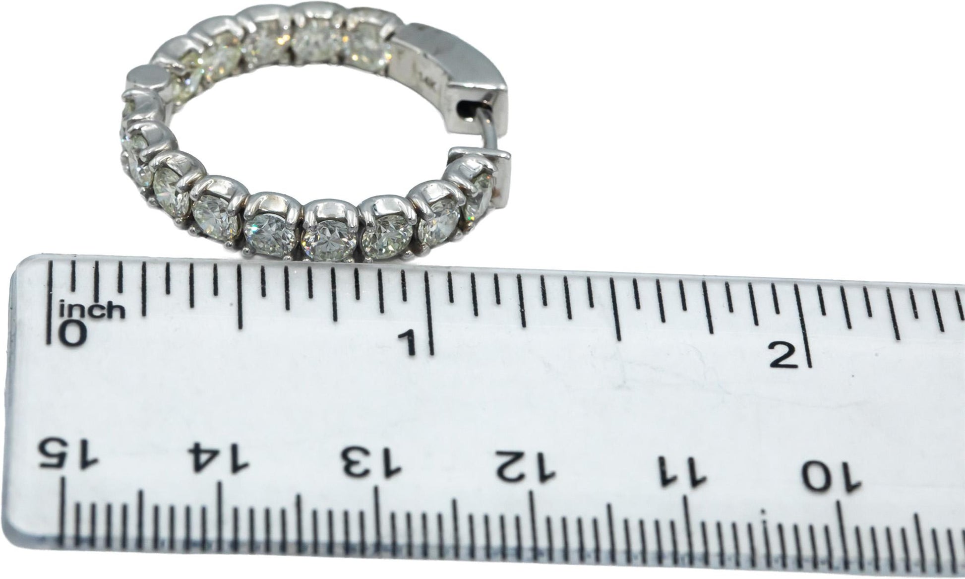 14k White Gold VS Round Diamond Inside Out Circle Hoop Earrings 5.41CT