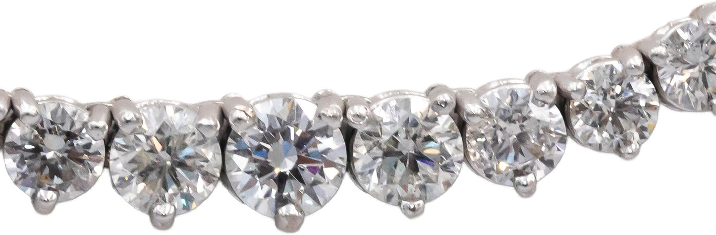 Round Diamond 14k White Gold Graduated Width Riviera Necklace 15.64CT