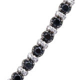 14k White Gold Lab-Grown Diamond Natural Black Diamond Tennis Necklace 10.0CT