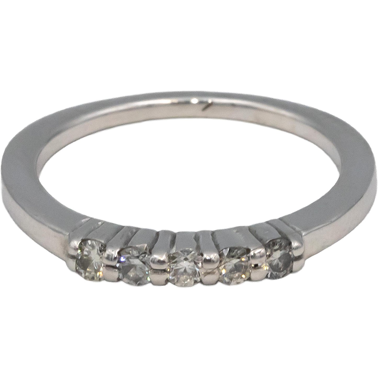 10k White Gold Round Diamond Five Stone Band Ring 0.27CT Size 6.5