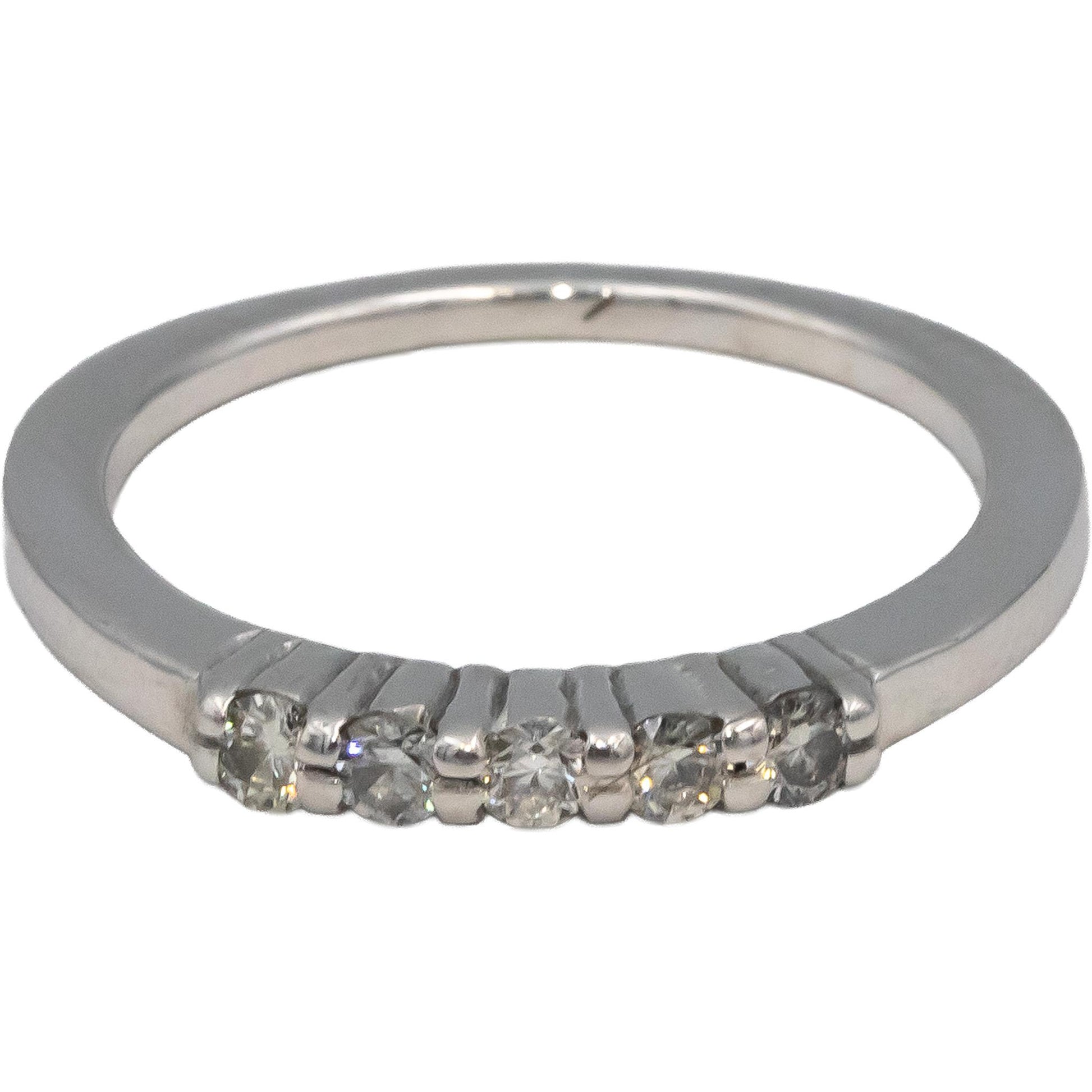10k White Gold Round Diamond Five Stone Band Ring 0.27CT Size 6.5