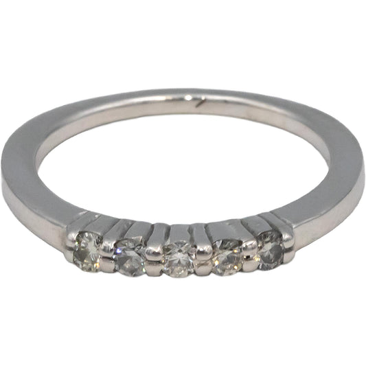 10k White Gold Round Diamond Five Stone Band Ring 0.27CT Size 6.5