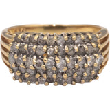 14k Yellow Gold Round Diamond Cluster Cocktail Ring 1.0CT Size 7