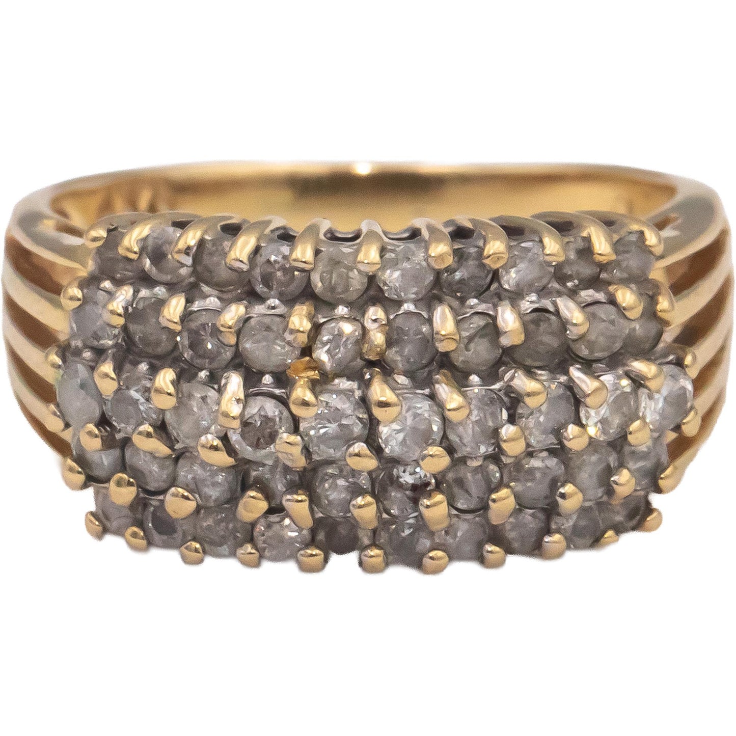 14k Yellow Gold Round Diamond Cluster Cocktail Ring 1.0CT Size 7