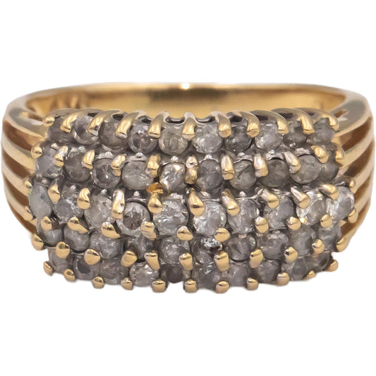 14k Yellow Gold Round Diamond Cluster Cocktail Ring 1.0CT Size 7