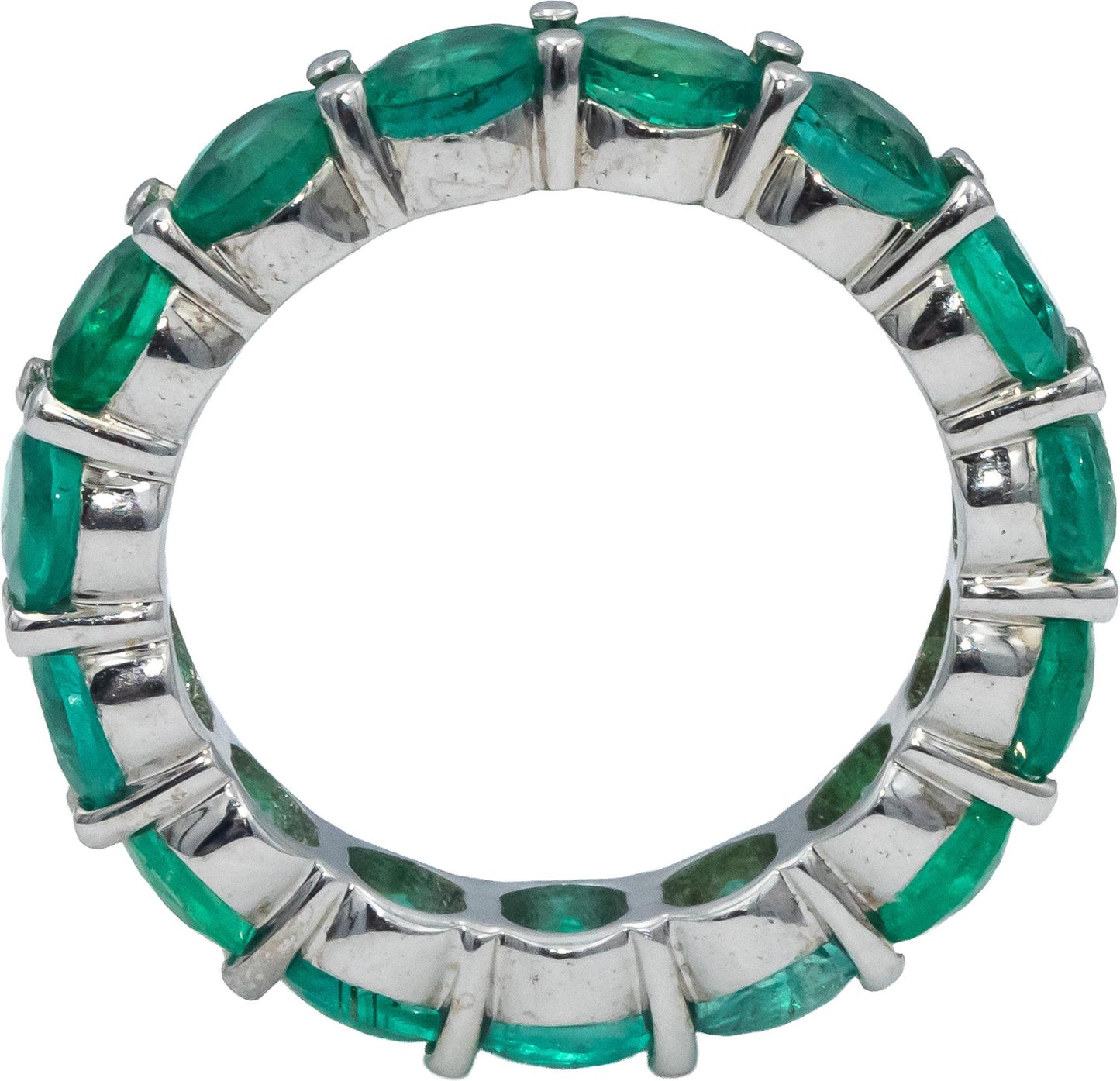 18k White Gold Round Jewelry Emerald Eternity Band Ring 5.10CT Size 6