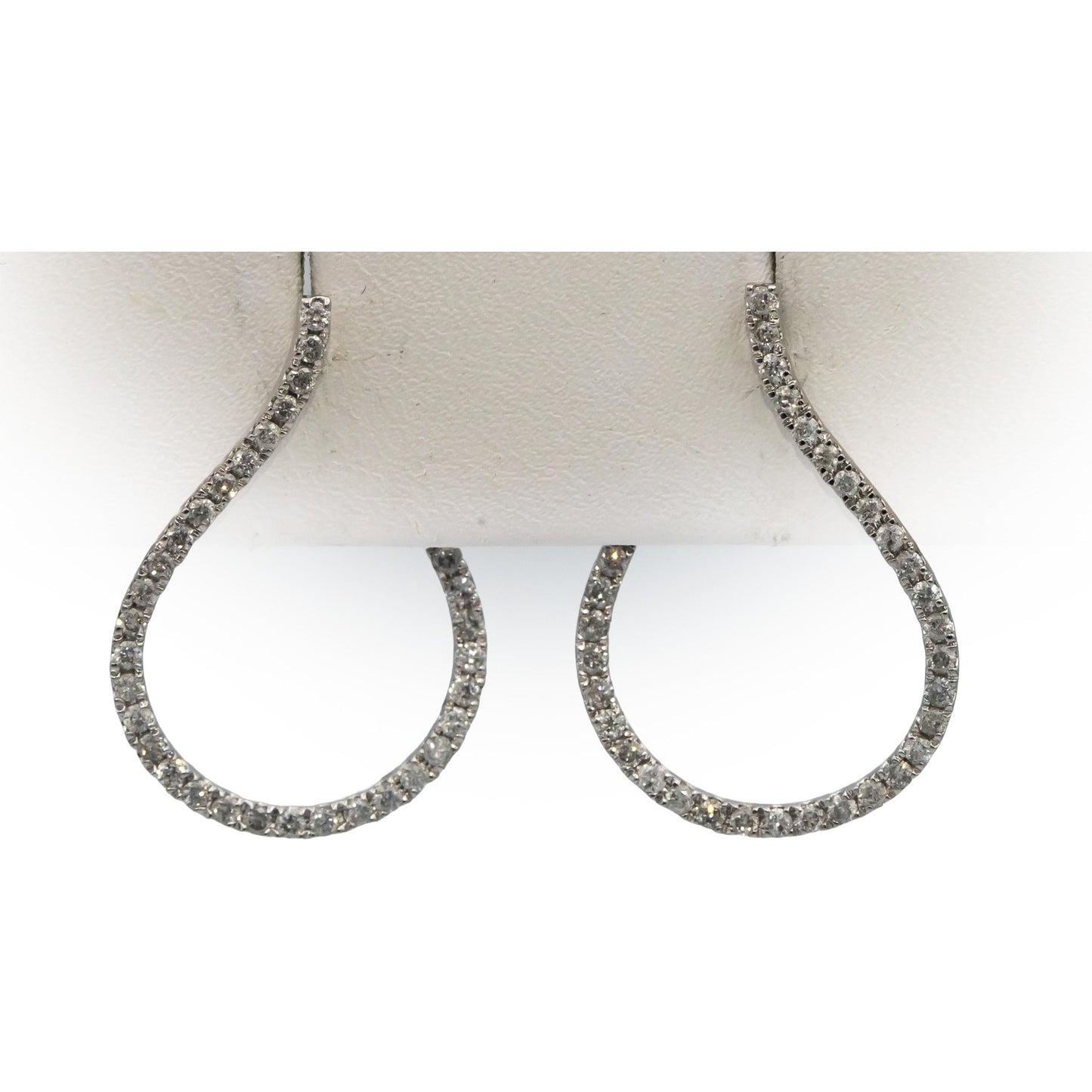 14k White Gold Round Prong Set Diamond Dangle Earrings 1.0CT